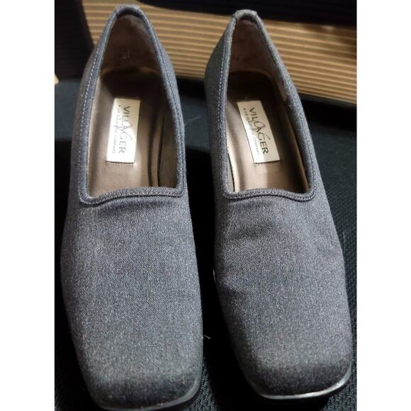 Villager Liz Claiborne Gray "Corby" 3" Square Heeled Pump Size 9A Soft Comfy - Picture 1 of 4